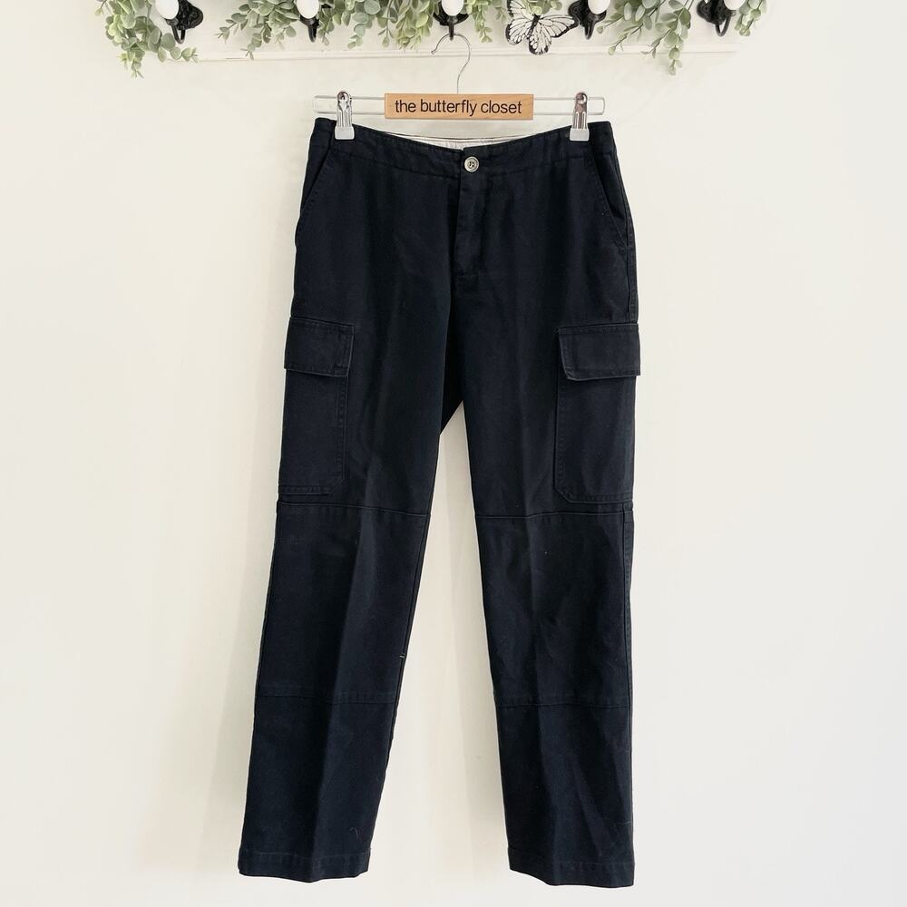 Boston Proper Black Slim Fit low rise Cargo Pocket 100% Cotton Pants 2 Vintage